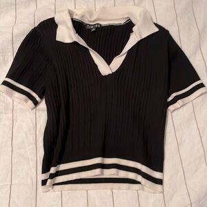 Cropped Knit Collared Timing tee Large